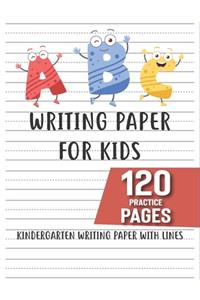 Kindergarten writing paper with lines Writing Paper for kids