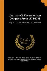 Journals of the American Congress from 1774-1788