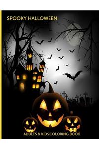 Spooky Halloween Adults & Kids Coloring Book