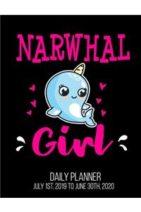 Narwhal Girl Daily Planner July 1st, 2019 to June 30th, 2020
