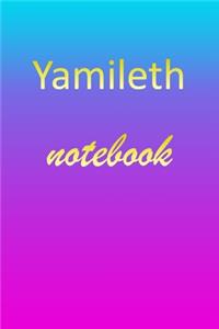 Yamileth: Blank Notebook - Wide Ruled Lined Paper Notepad - Writing Pad Practice Journal - Custom Personalized First Name Initial Y Blue Purple Gold - Taking 