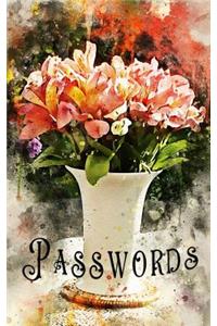 Passwords: Password Book - Premium Password Logbook - Online Organizer - Protect Sensitive Information - Orange Vase