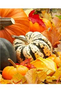 School Composition Book Fall Theme Decorations Pumpkin Gourds Leaves 130 Pages