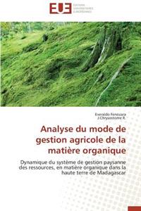 Analyse Du Mode de Gestion Agricole de la Matière Organique