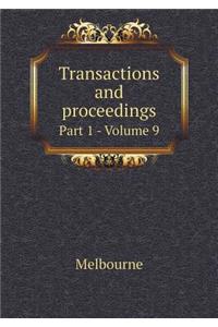 Transactions and Proceedings Part 1 - Volume 9