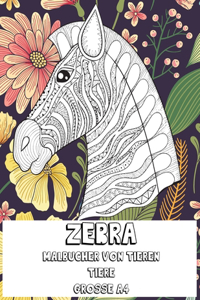 Malbücher von Tieren - Grosse A4 - Tiere - Zebra