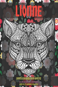 Livres à colorier pour adultes - Insectes et animaux réalistes - 50 créatures et animaux - Lionne