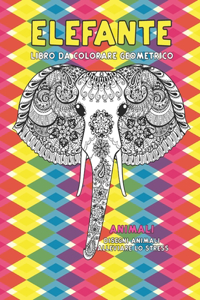 Libro da colorare geometrico - Disegni animali alleviare lo stress - Animali - Elefante