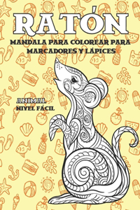 Mandala para colorear para marcadores y lápices - Nivel fácil - Animal - Ratón