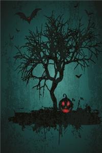 Tree with pumpkin notebook green