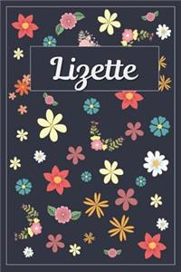 Lizette: Lined Writing Notebook with Personalized Name 120 Pages 6x9 Flowers