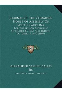 Journal Of The Commons House Of Assembly Of South Carolina