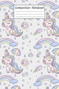 Composition Notebook: Cute Unicorn Wide Ruled Primary for Girls Kids Elementary Student Teacher School Supplies Journal (School Notebooks) (Volume 1)