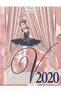 2020 Weekly Planner - Ballerina Princess Monogram Initial Letter 