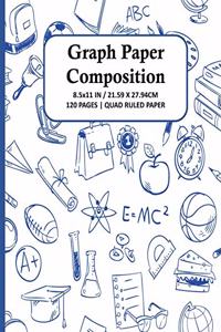 Graph Paper Composition Notebook: Quad Ruled 5x5 Grid Paper for Math & Science Students, School, College, Teachers - 5 Squares Per Inch, 120 Squared Sheets for Graphing ( Large, 8.5 