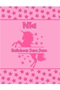 Nia Rainbow Jam Jam: Personalized Draw & Write Book with Her Unicorn Name - Word/Vocabulary List Included for Story Writing