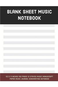 Blank Sheet Music Notebook