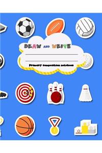 DRAW and WRITE primary composition notebook, 8 x 10 inch 200 Page, Light blue sports cover