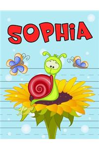 Sophia: Personalized Book with Child's Name, Primary Writing Tablet, 65 Sheets of Practice Paper, 1