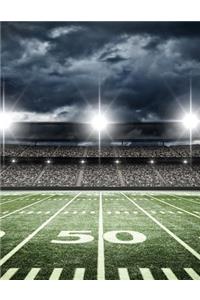 2017, 2018, 2019 Weekly Planner Calendar - 70 Week - Football: Football Field 50 Yard Line, Large Crowd