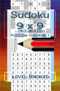 Sudoku 9 X 9 - 250 Even - Odd Puzzles - Diagonal - Level Bronze