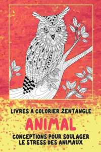 Livres à colorier Zentangle - Conceptions pour soulager le stress des animaux - Animal