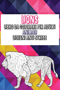 Libro da colorare per adulti - Disegni Anti stress - Animali - Lions