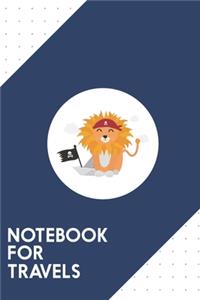 Notebook for Travels: Dotted Journal with Lion Pirate with Pirateboat Design - Cool Gift for a friend or family who loves natural presents! - 6x9" - 180 White dotted page