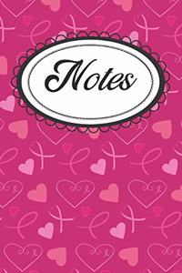 Pink Ribbon and Hearts Notebook