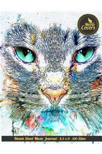 Meow Covers Blank Sheet Music Journal - 8.5 X 11 - 100 Sites