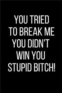 You Tried To Break Me You Didn't Win You Stupid Bitch!