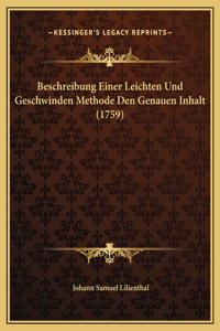 Beschreibung Einer Leichten Und Geschwinden Methode Den Genauen Inhalt (1759)