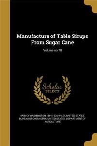 Manufacture of Table Sirups from Sugar Cane; Volume No.70