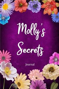 Molly's Secrets Journal: Custom Personalized Gift for Molly, Floral Pink Lined Notebook Journal to Write in with Colorful Flowers on Cover.