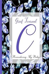Blue Watercolor Flowers, Monogram Letter C