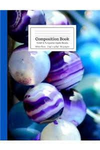 Composition Book Violet & Turquoise Agate Beads Wide Rule