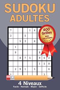 Sudoku Adultes 400 Grilles Avec Solution, 4 Niveaux Facile, Normal, Moyen, Defficile