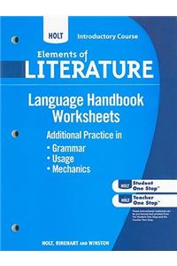 Holt Elements of Literature: Grammar Usage and Mechanics Handbook Worksheets Grade 6 Introductory Course