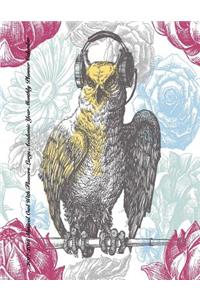 2017-2018 Musical Owl With Flowers Large Academic Year Monthly Planner Calendar