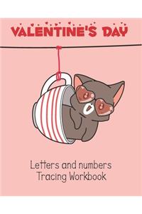 Valentine's Day Letters and numbers Tracing workbook