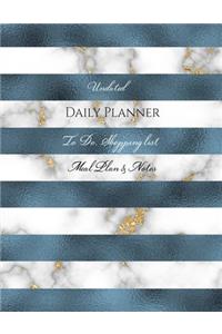 Undated Daily Planner - To Do, Shopping List, Meal Plan & Notes