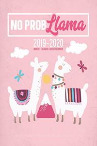No Prob Llama 2019-2020 Monthly Calendar And Weekly Planner