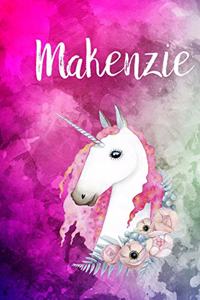 Makenzie: Cute Unicorn Notebook Writing Journal for Girls,6x9 dimension-121pages, Personalized With Name, Personalized Writing Journal, Notebook for Women and