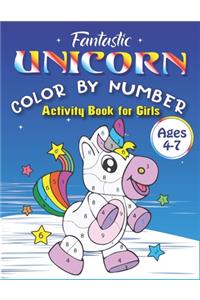 Fantastic Unicorn Color by Number, Activity Book for Girls Ages 4-7