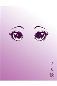 Anime Notebook: Cute Pink Manga Eyes: 100 Pages of 7.5