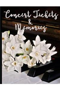 Piano Keyboard with White Flowers - Concert Ticket and Memories