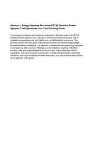 Energy Systems Test Area (Esta) Electrical Power Systems Test Operations