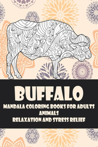 Mandala Coloring Books for Adults Relaxation and Stress Relief - Animals - Buffalo
