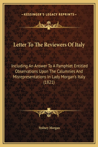 Letter To The Reviewers Of Italy