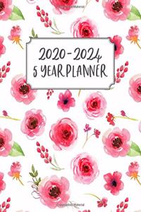 5 Year Planner: 5 Year Calendar Planner for January 2020 - December 2024, Includes Contacts + Notes Page, 60 Month Planner, 5 Year Monthly Planner + Notes Section, 